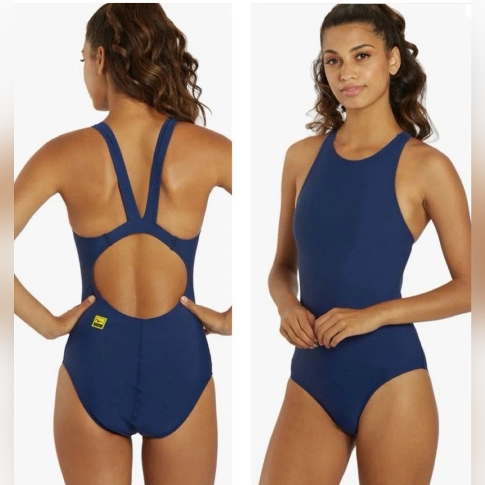 FINIS Women Training One Piece Swimsuit Navy Aquatuff Lined US 28 NWT